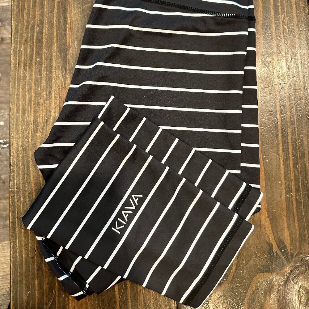 KIAVA black and white striped cropped leggings
